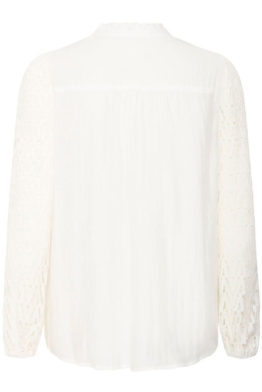 Fransa Bless Lace Sleeve Blouse - White