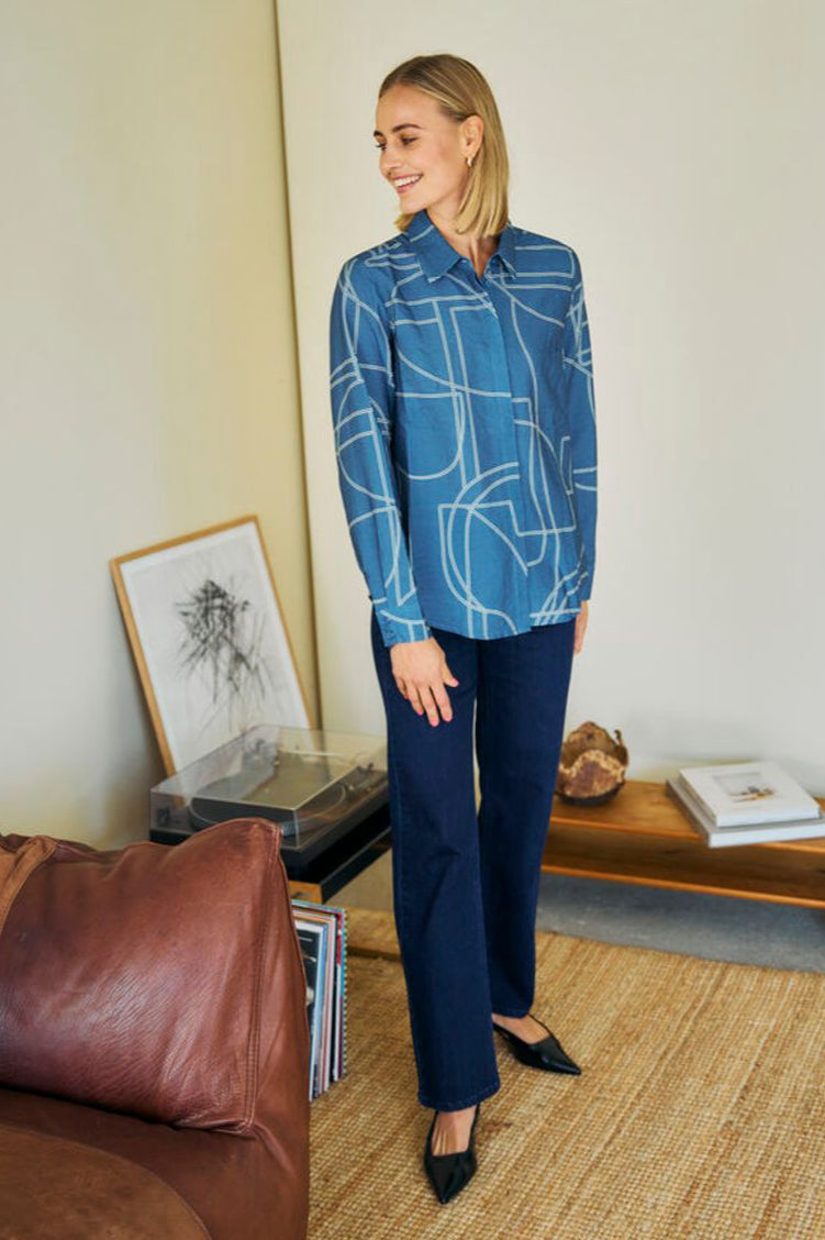 Fransa Daphne Shirt - Sea Blue