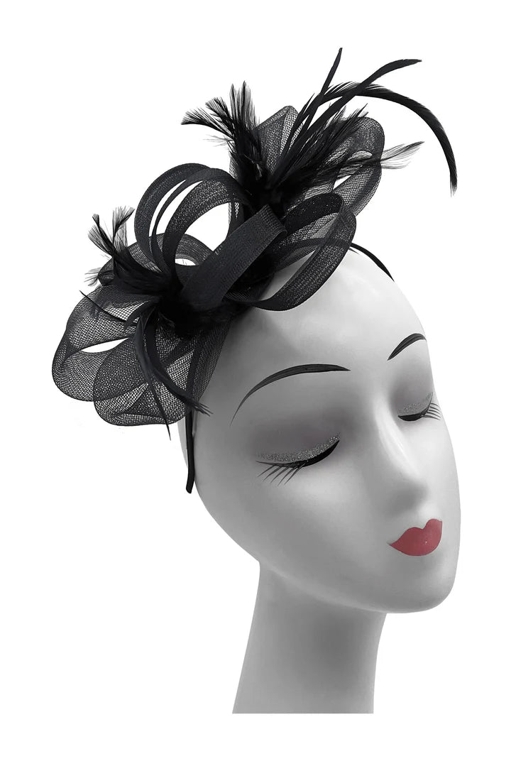 Loop Bow Fascinator with Feathers - Choice of colours
