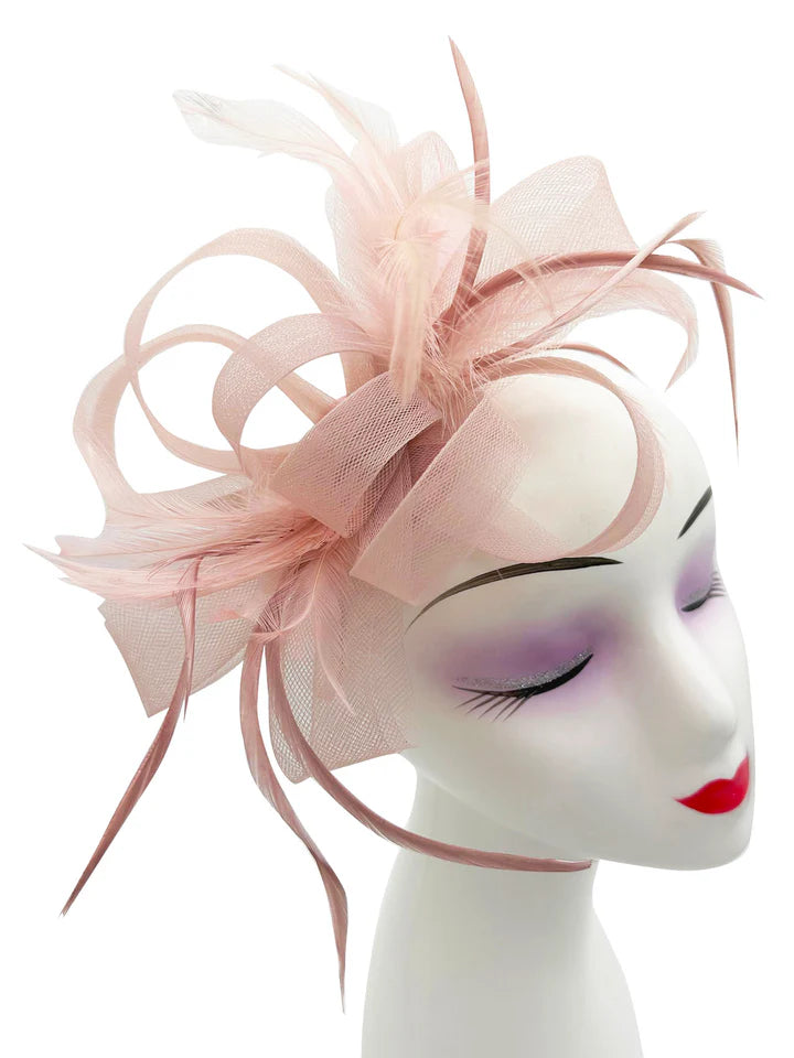 Loop Bow Fascinator with Feathers - Choice of colours