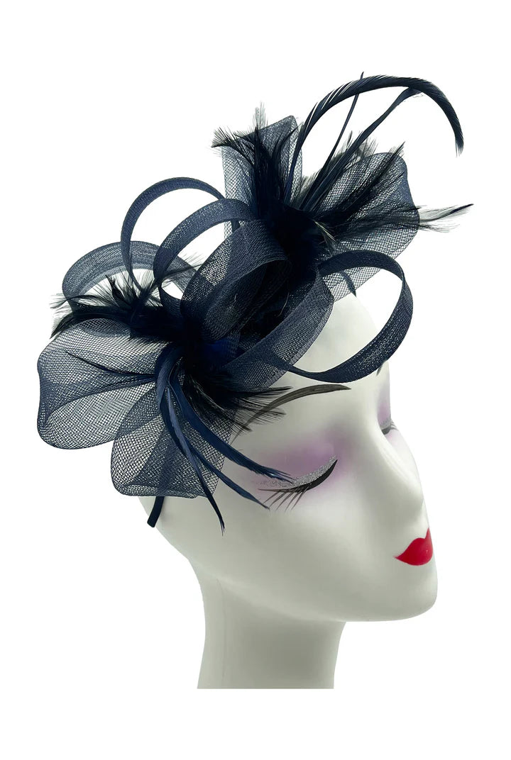 Loop Bow Fascinator with Feathers - Choice of colours