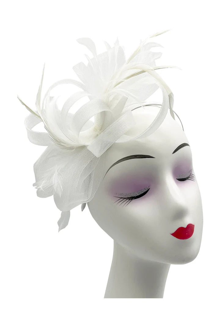 Loop Bow Fascinator with Feathers - Choice of colours