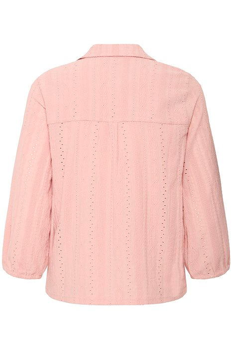 Fransa Emira Textured 3/4 Sleeve Blouse - Rose Pink