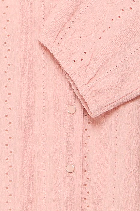 Fransa Emira Textured 3/4 Sleeve Blouse - Rose Pink