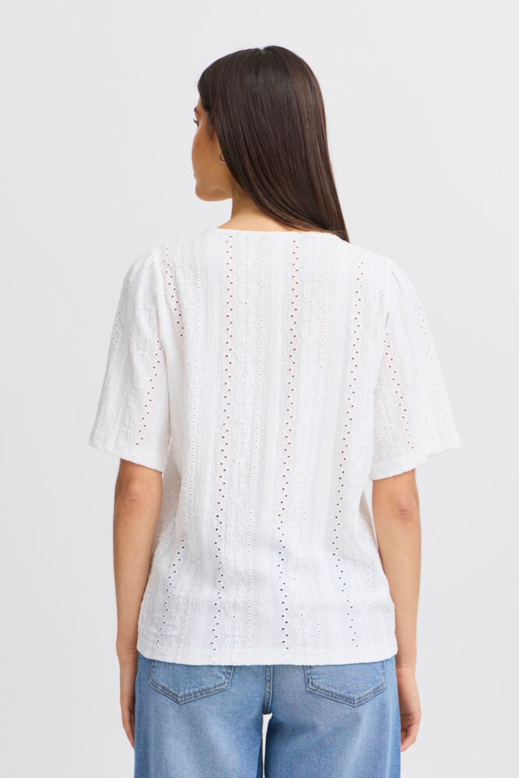 Fransa Emira Textured Short Sleeve Blouse - Antique White