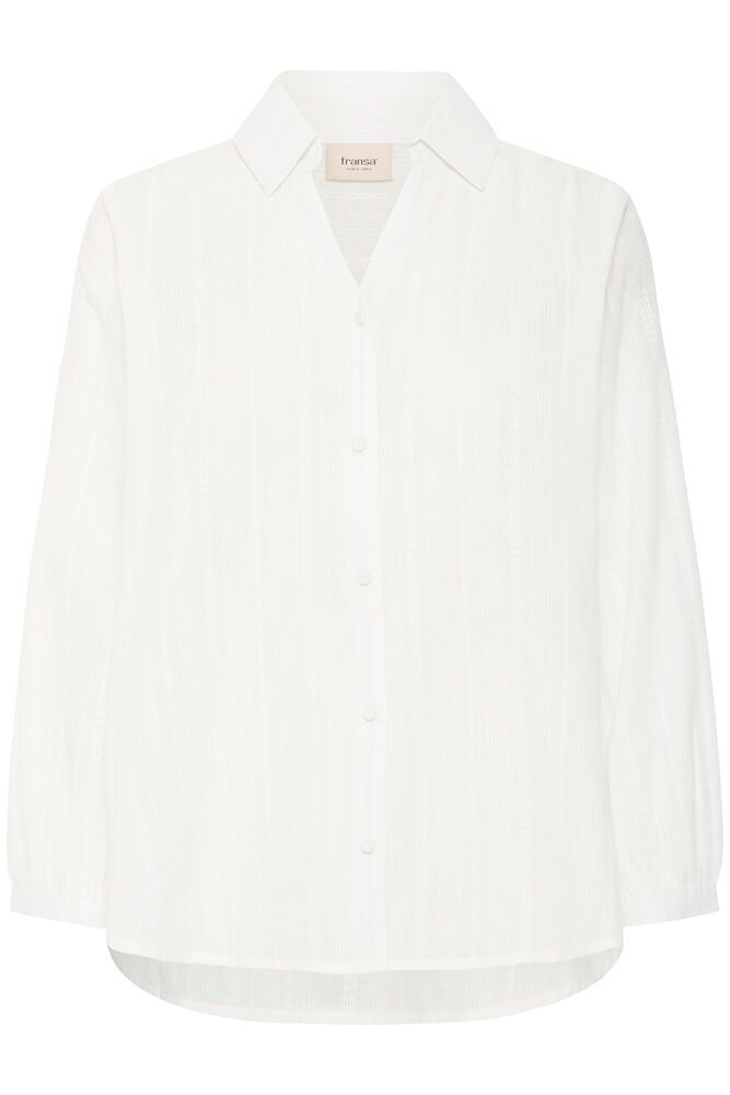 Fransa Hannie Embroidery White Cotton Shirt