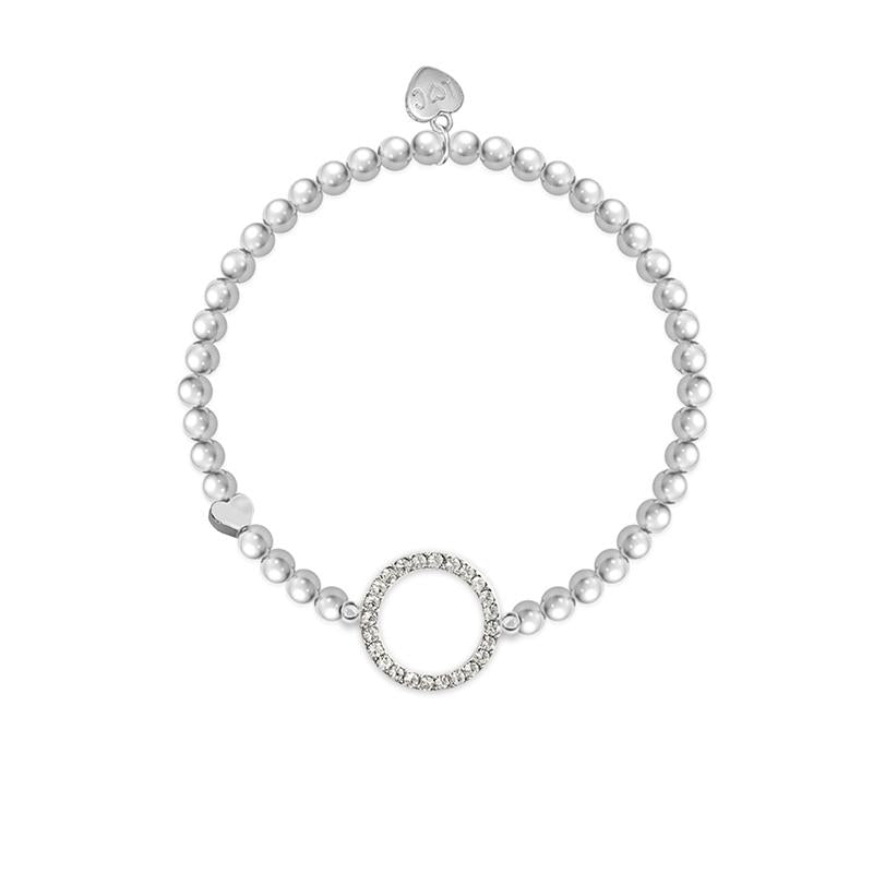 Life Charms Silver Plated Stretch Bracelet with Crystal Circle - Friendship is Forever