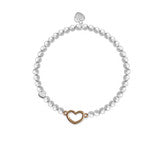 Life Charms Silver Plated Stretch Bracelet with Rose Gold Heart - Goodbye