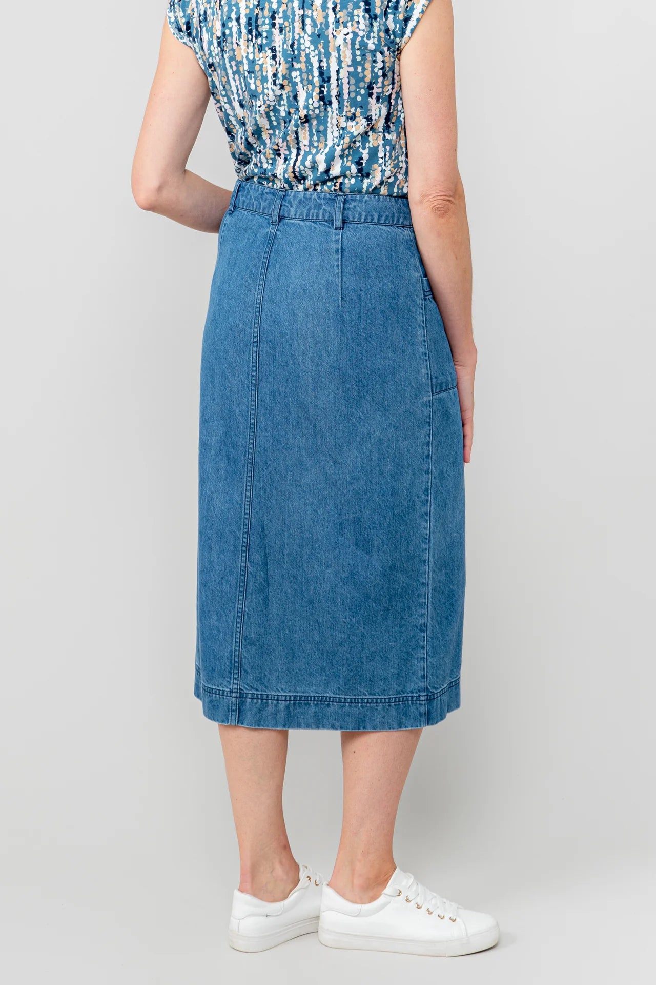 Lily & Me Penrose Twill Midi Skirt - Denim