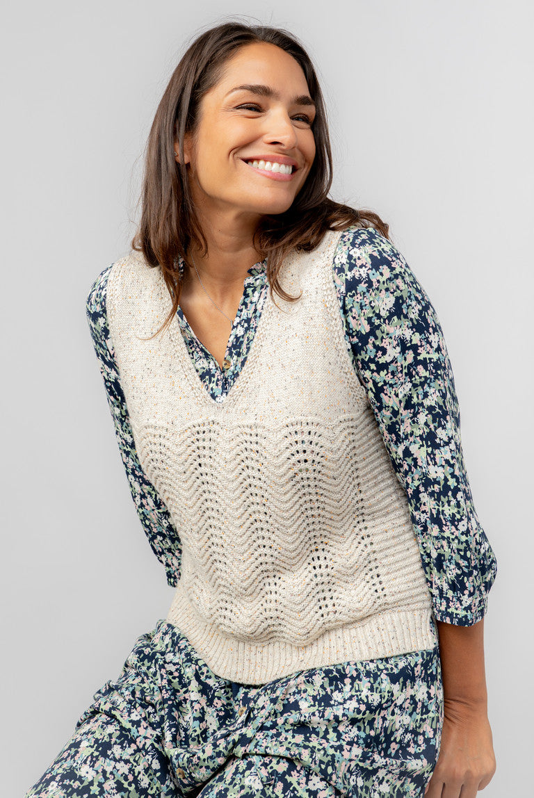 Lily & Me Aelia Oatmeal Pointelle Knit Tank