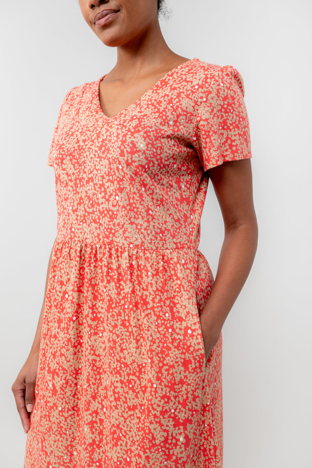 Lily & Me Summer Midi Dress Stipple - Coral