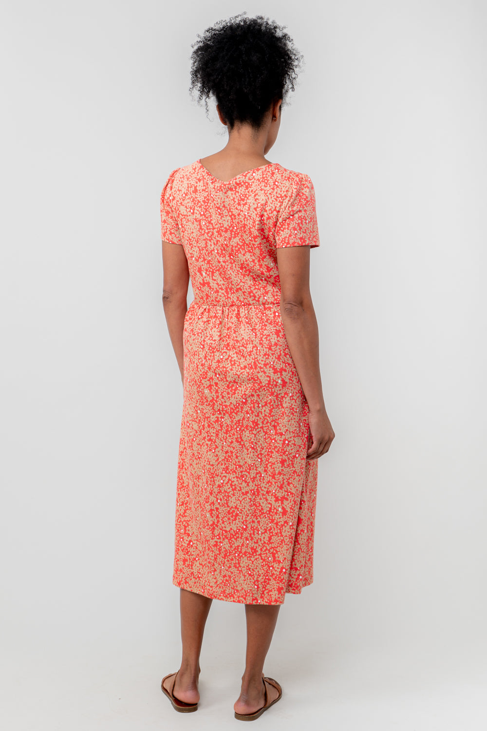 Lily & Me Summer Midi Dress Stipple - Coral