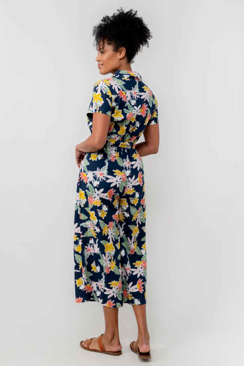 Lily & Me Josie Linen Blend Jumpsuit - Navy Mix