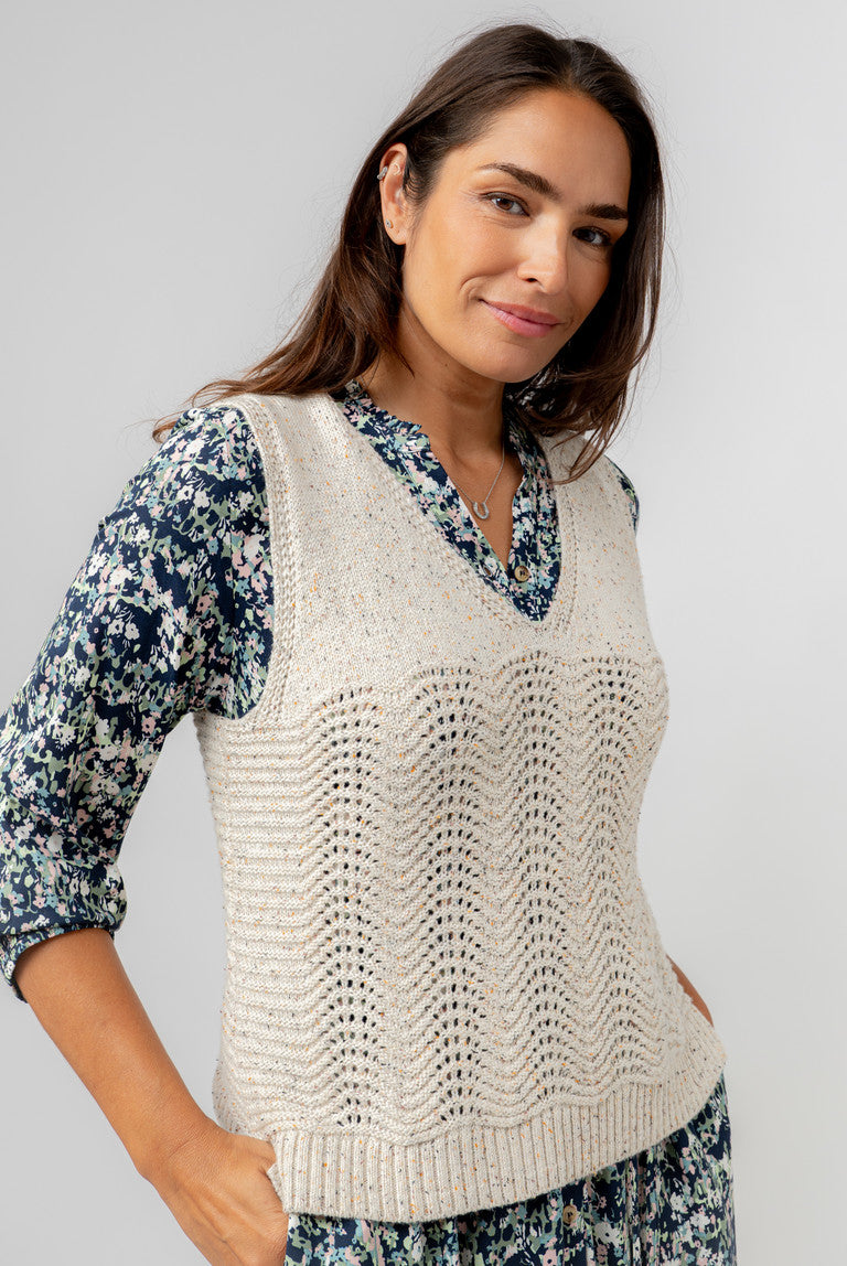 Lily & Me Aelia Oatmeal Pointelle Knit Tank