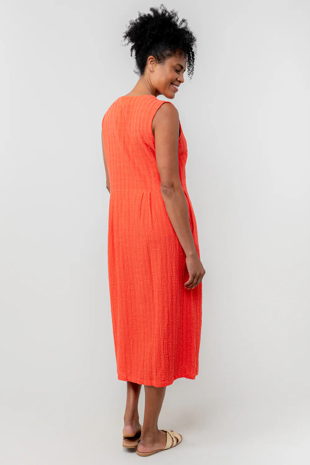 Lily & Me Sundown Textured Midi Dress - Coral