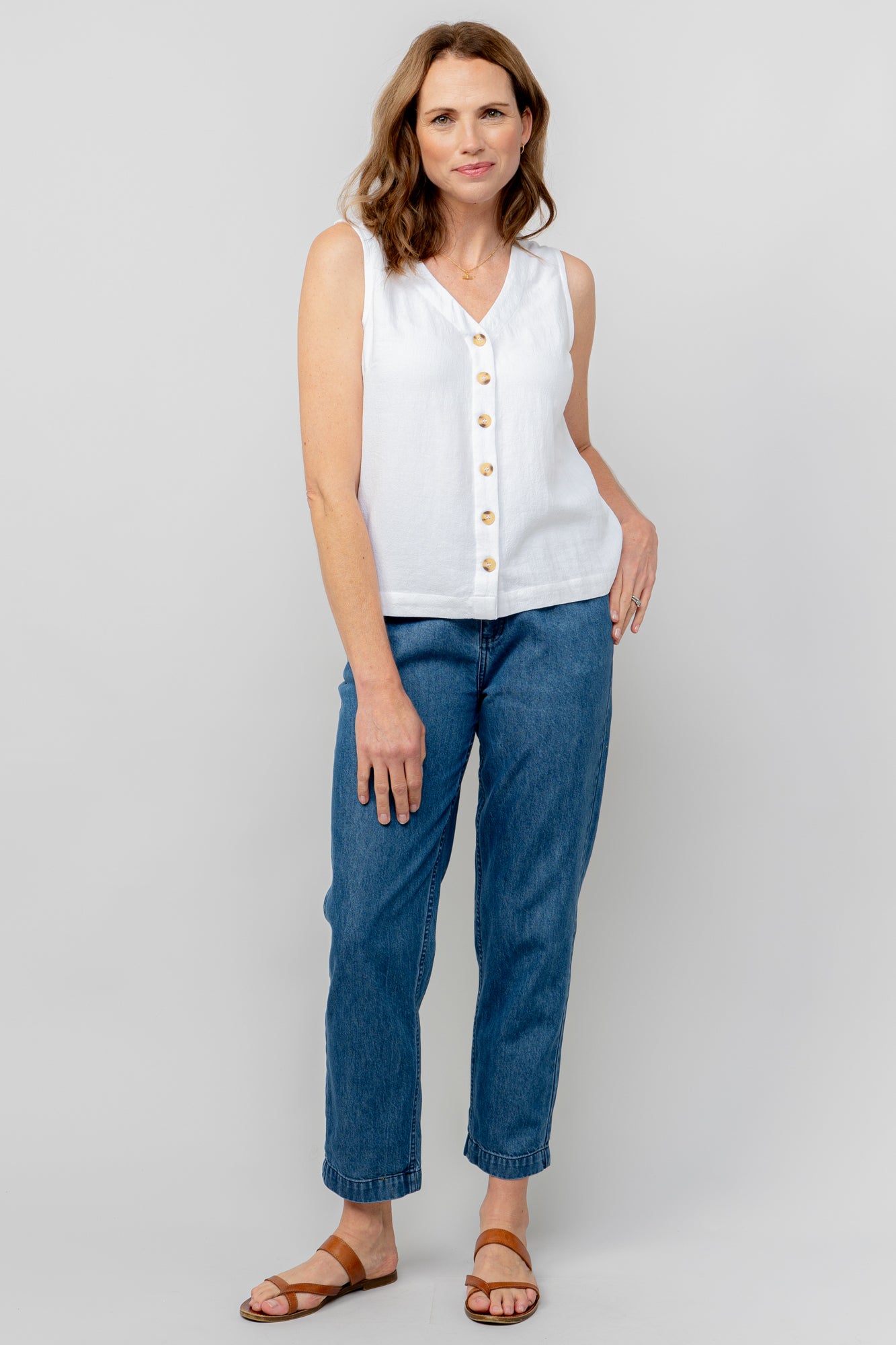 Lily & Me Allium Buttoned Vest - White