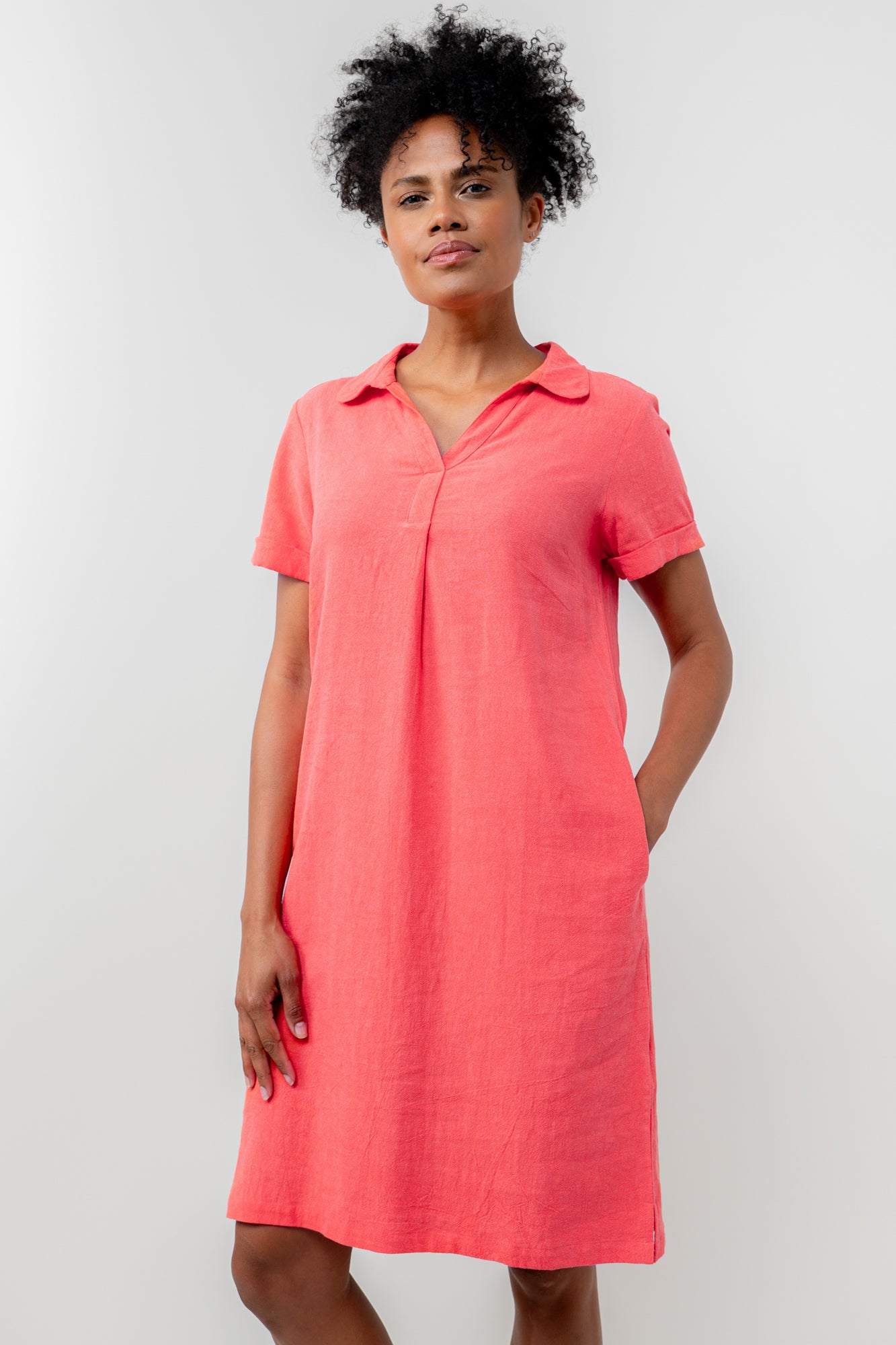 Lily & Me Lavender Linen Dress - Coral