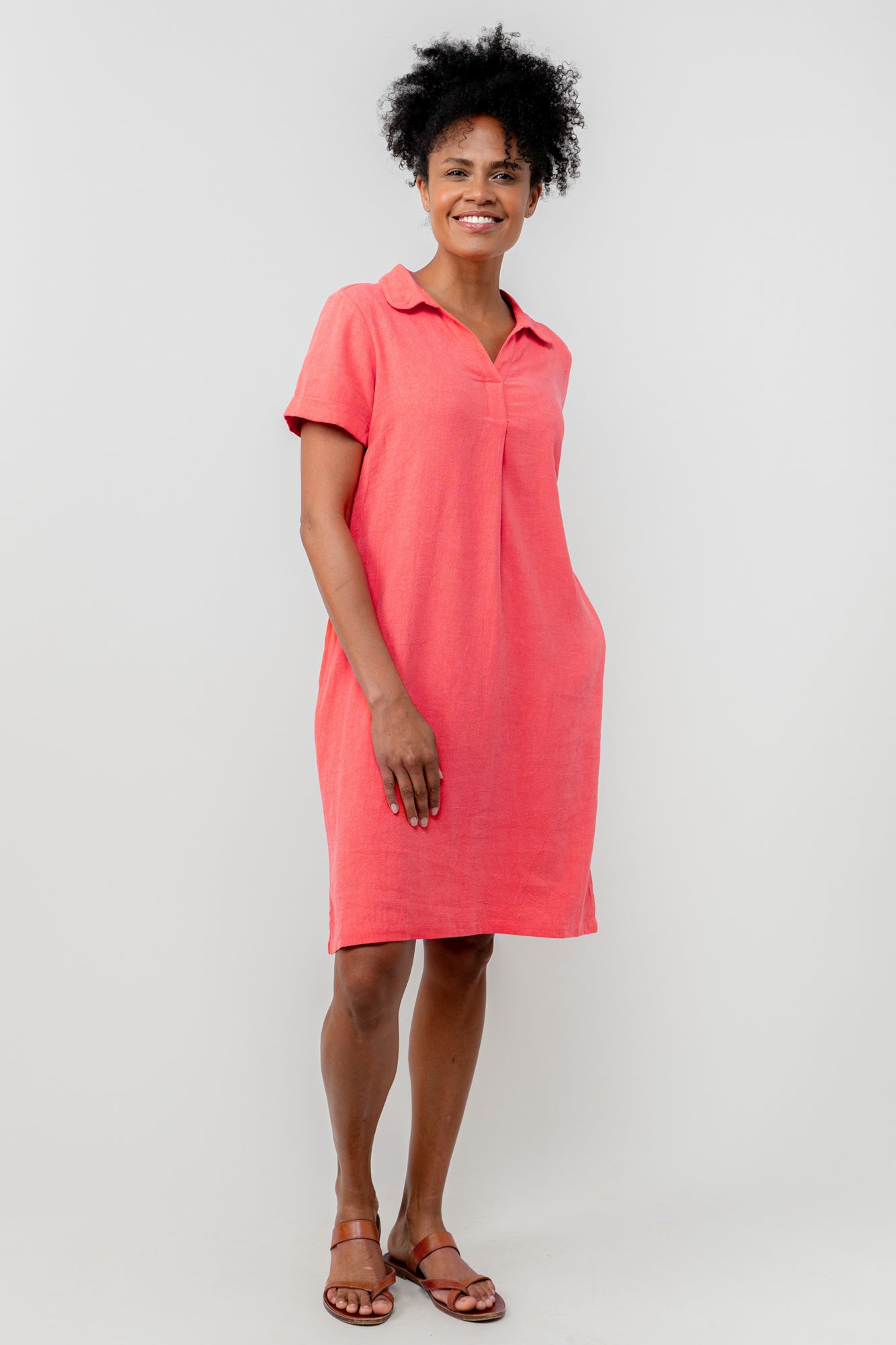 Lily & Me Lavender Linen Dress - Coral