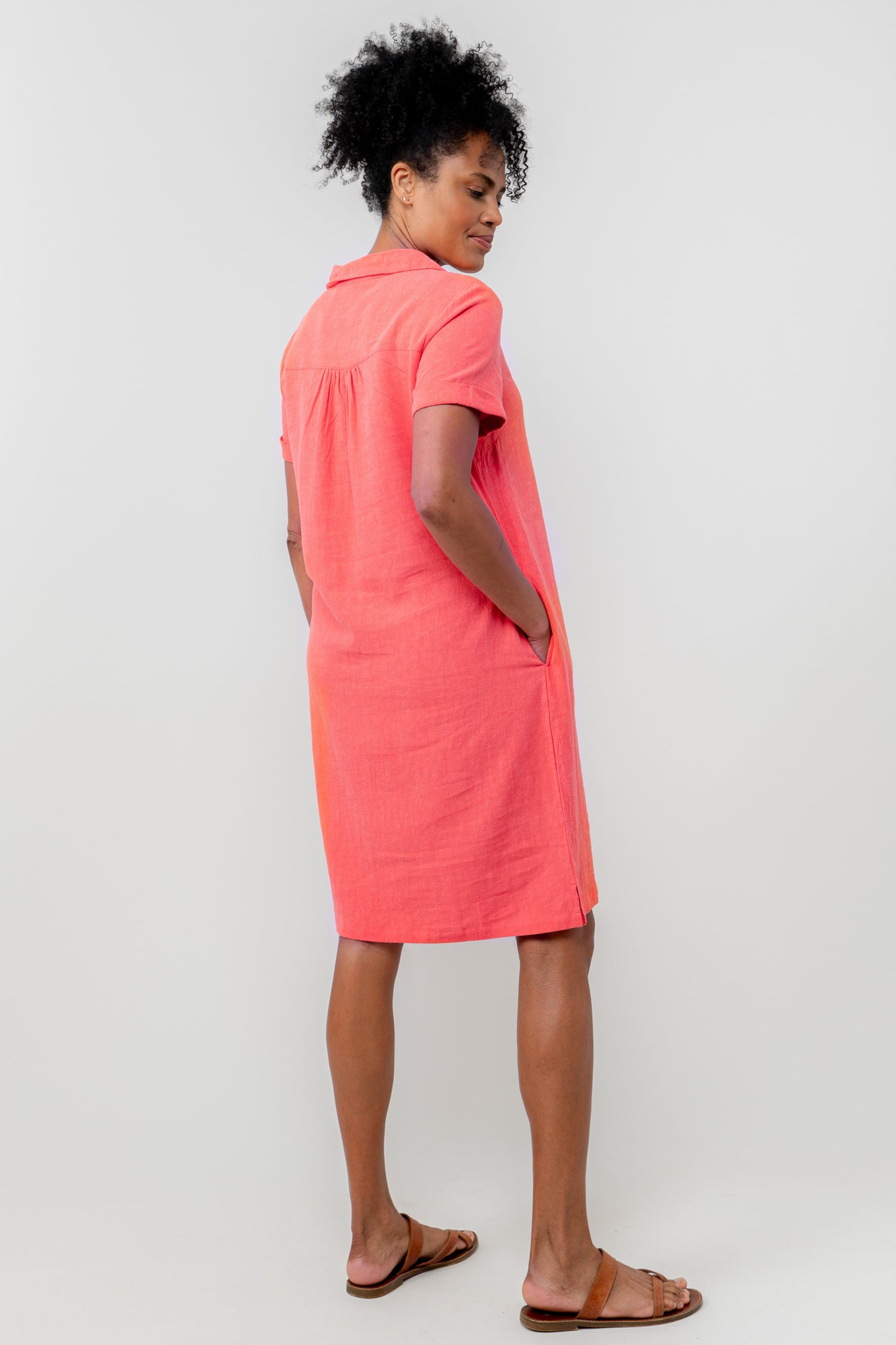 Lily & Me Lavender Linen Dress - Coral