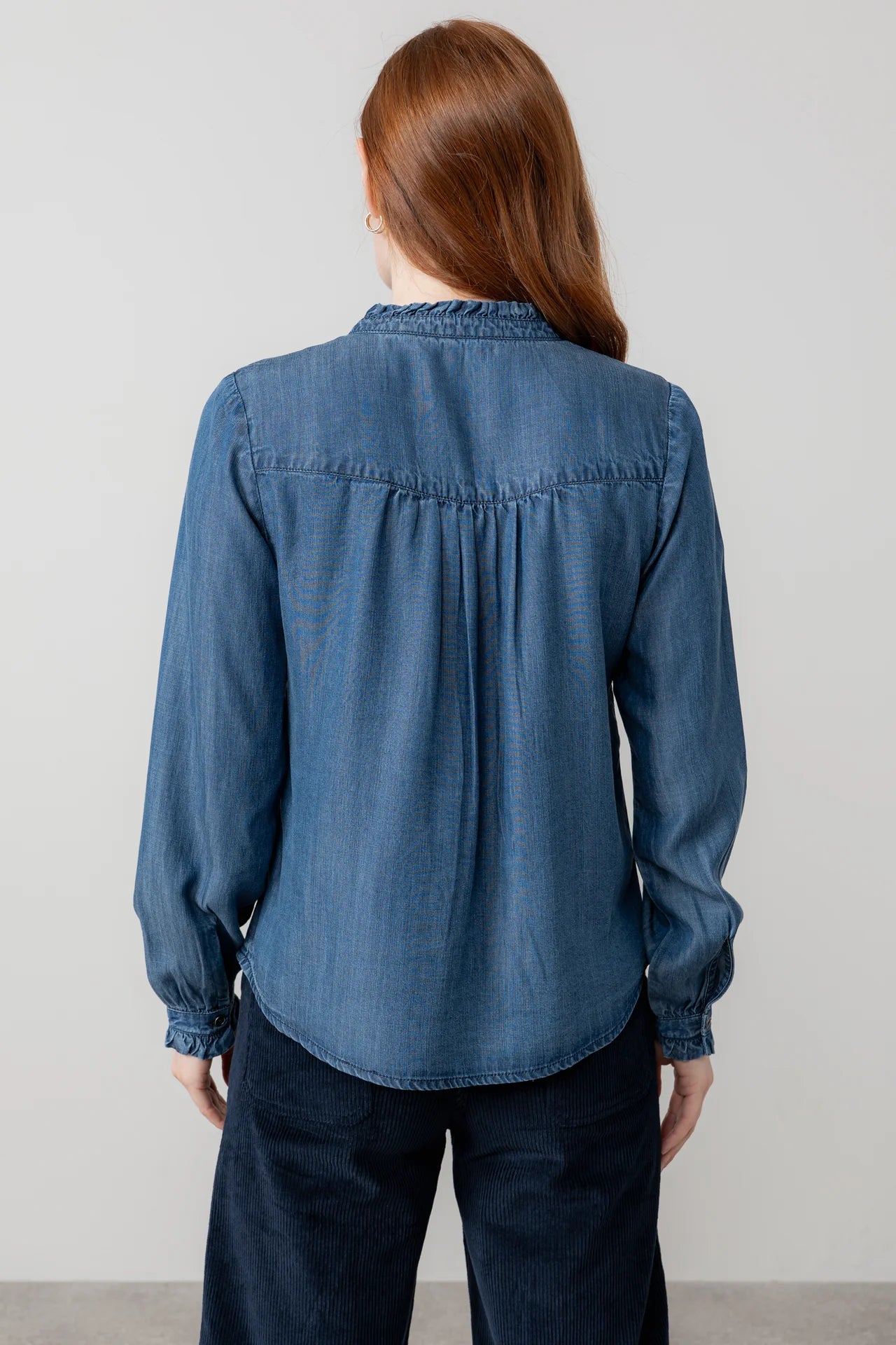 Lily & Me Rachel Frill Blouse - Denim Blue