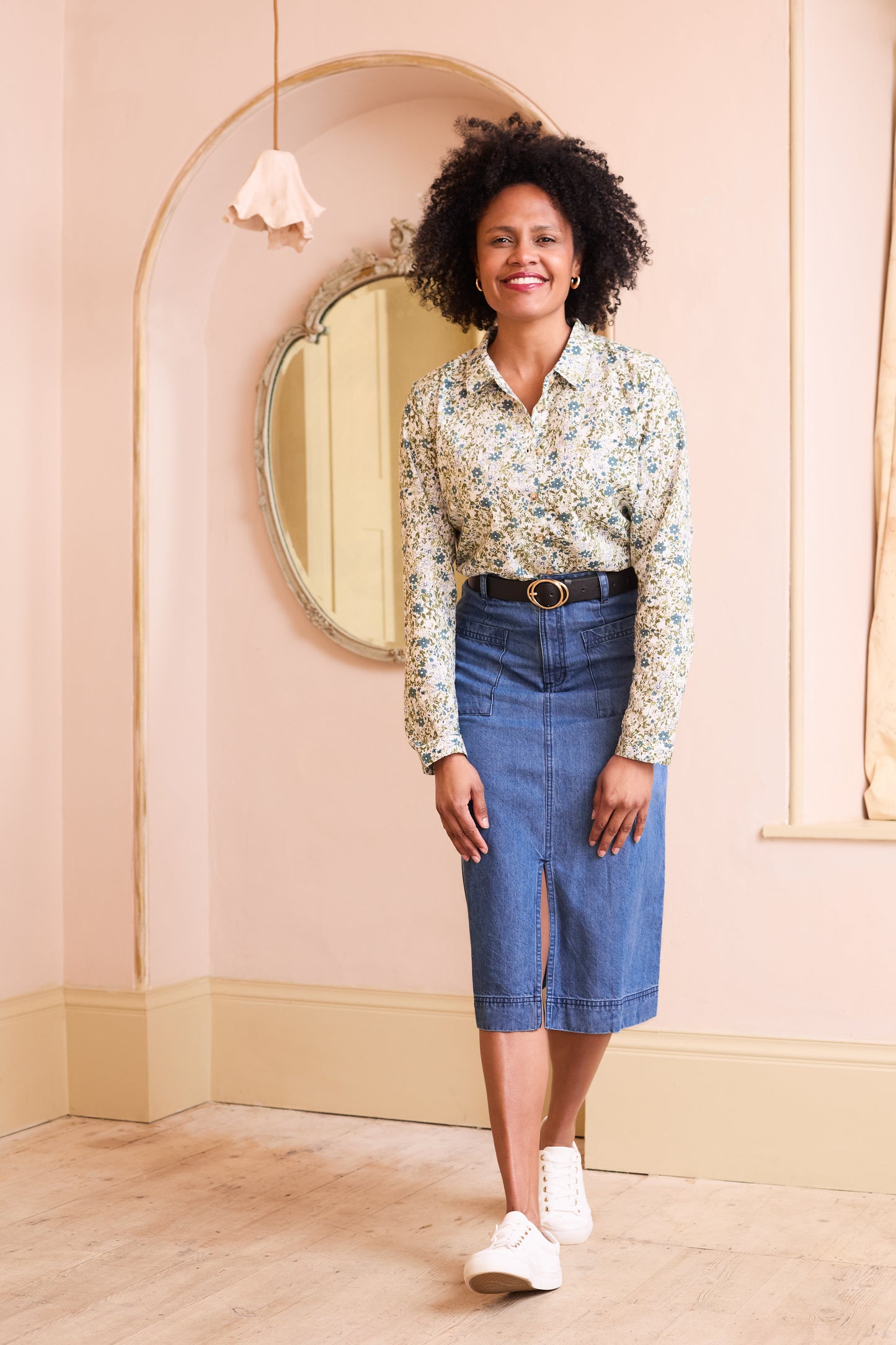 Lily & Me Penrose Twill Midi Skirt - Dark Denim