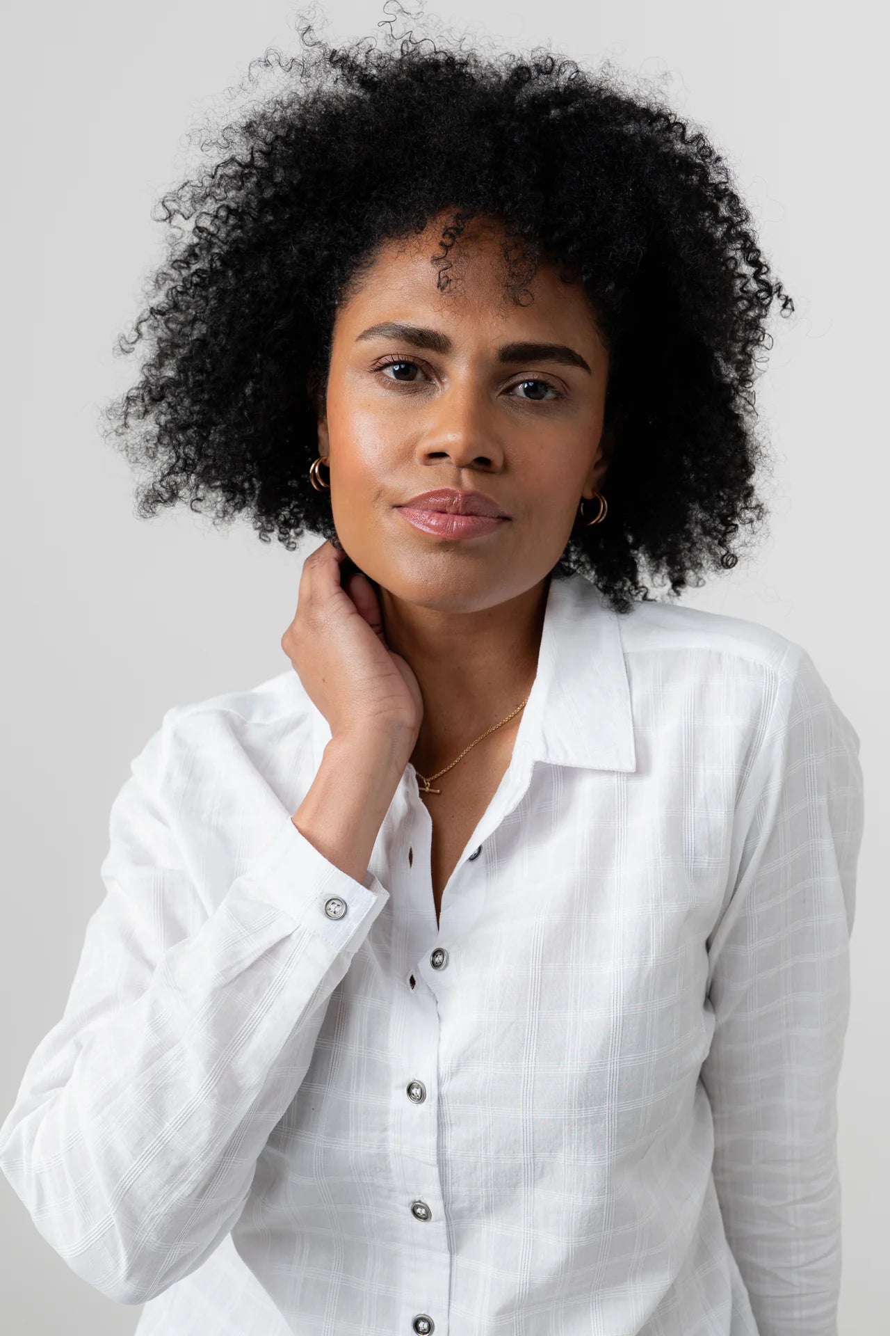 Lily & Me Patsy Shirt Plain Check - White