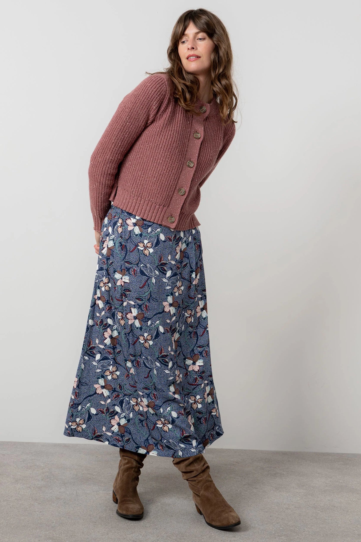Lily & Me June Ribbed Cardigan - Antique Rose