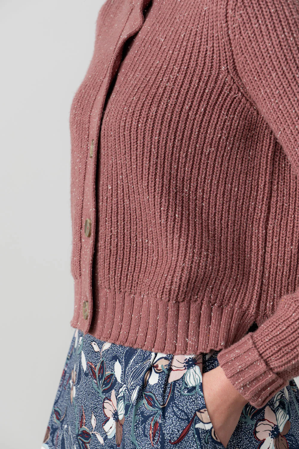 Lily & Me June Ribbed Cardigan - Antique Rose