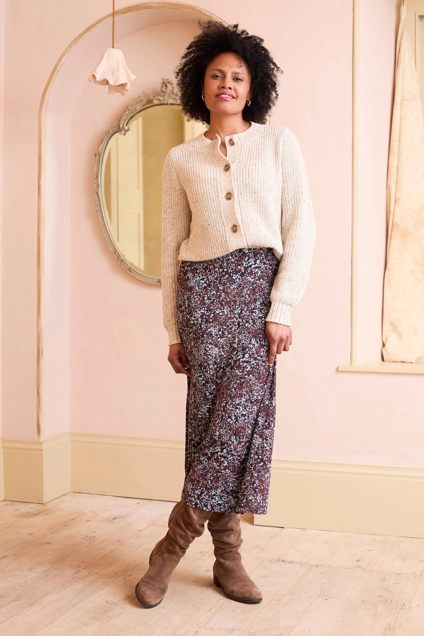 Lily & Me June Ribbed Cardigan - Ecru Fleck