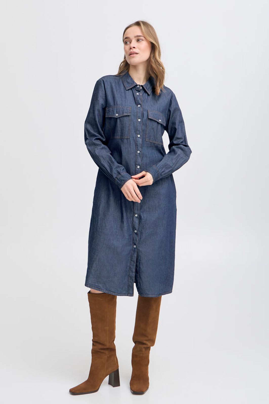 Fransa Larissa Denim Midi Dress