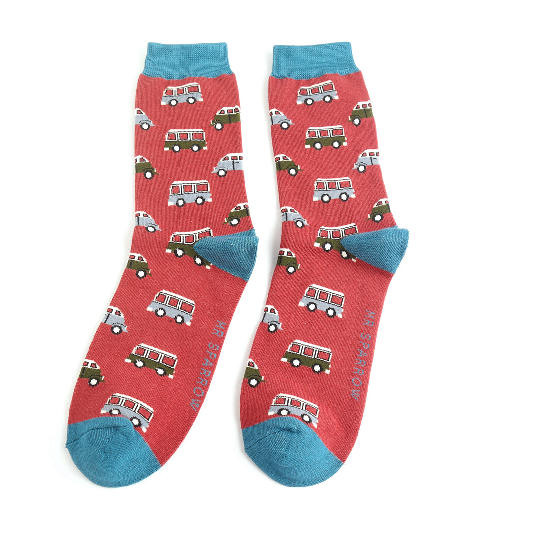 Mr Sparrow Bamboo Vintage Vehicle Socks - Orange