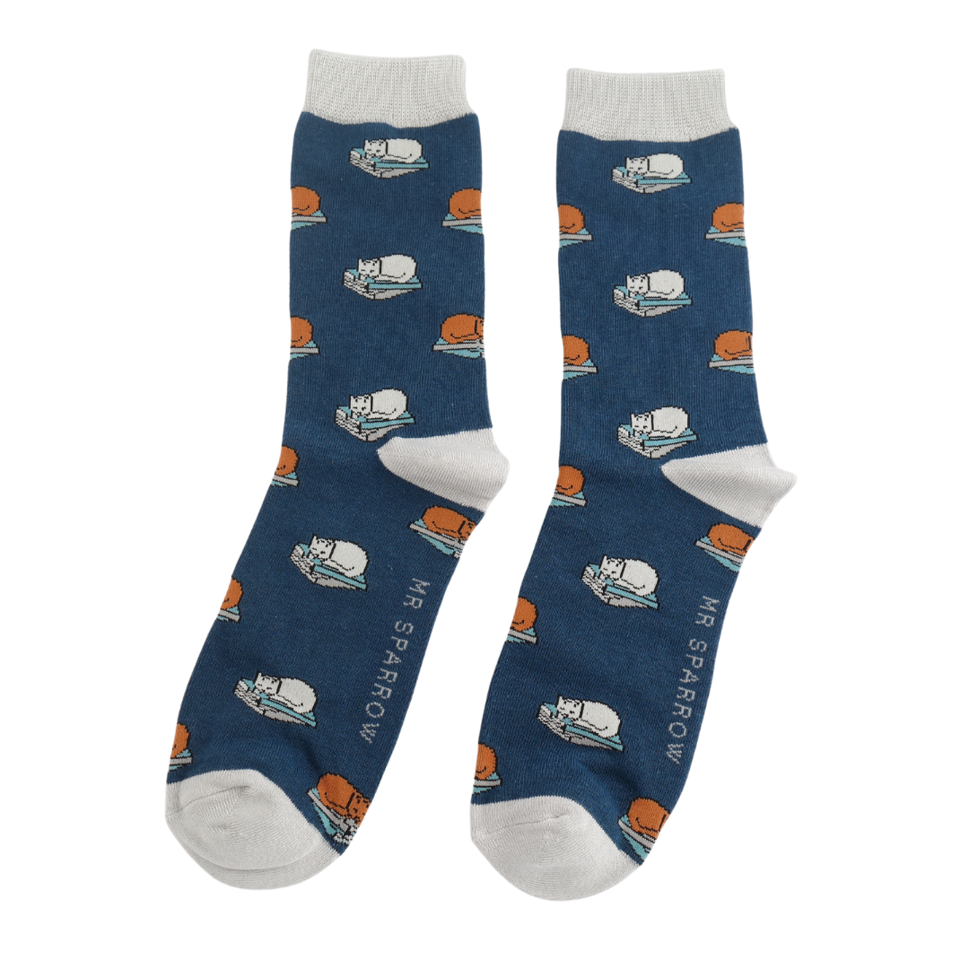 Mr Sparrow Bamboo Cat Nap Socks - Navy