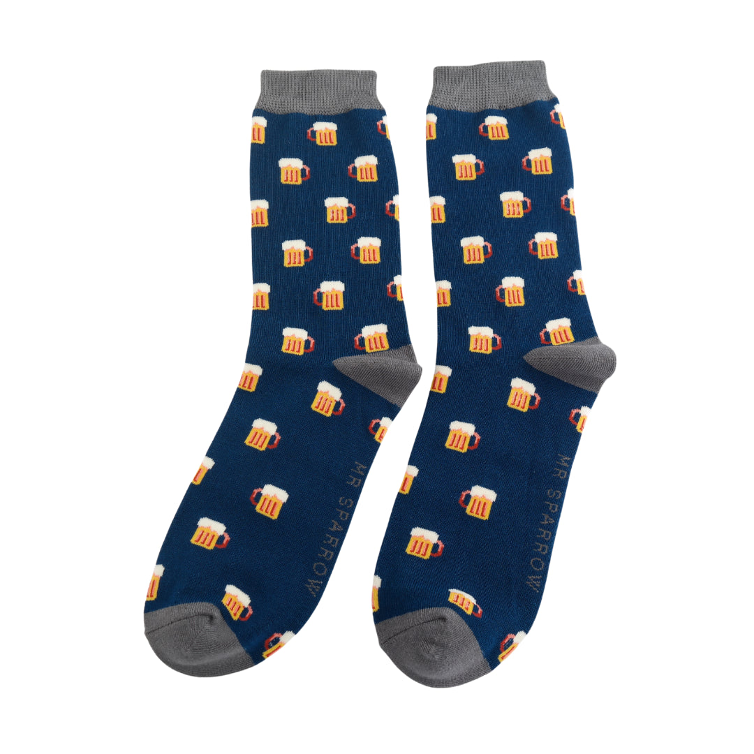 Mr Sparrow Bamboo Beer Socks - Navy