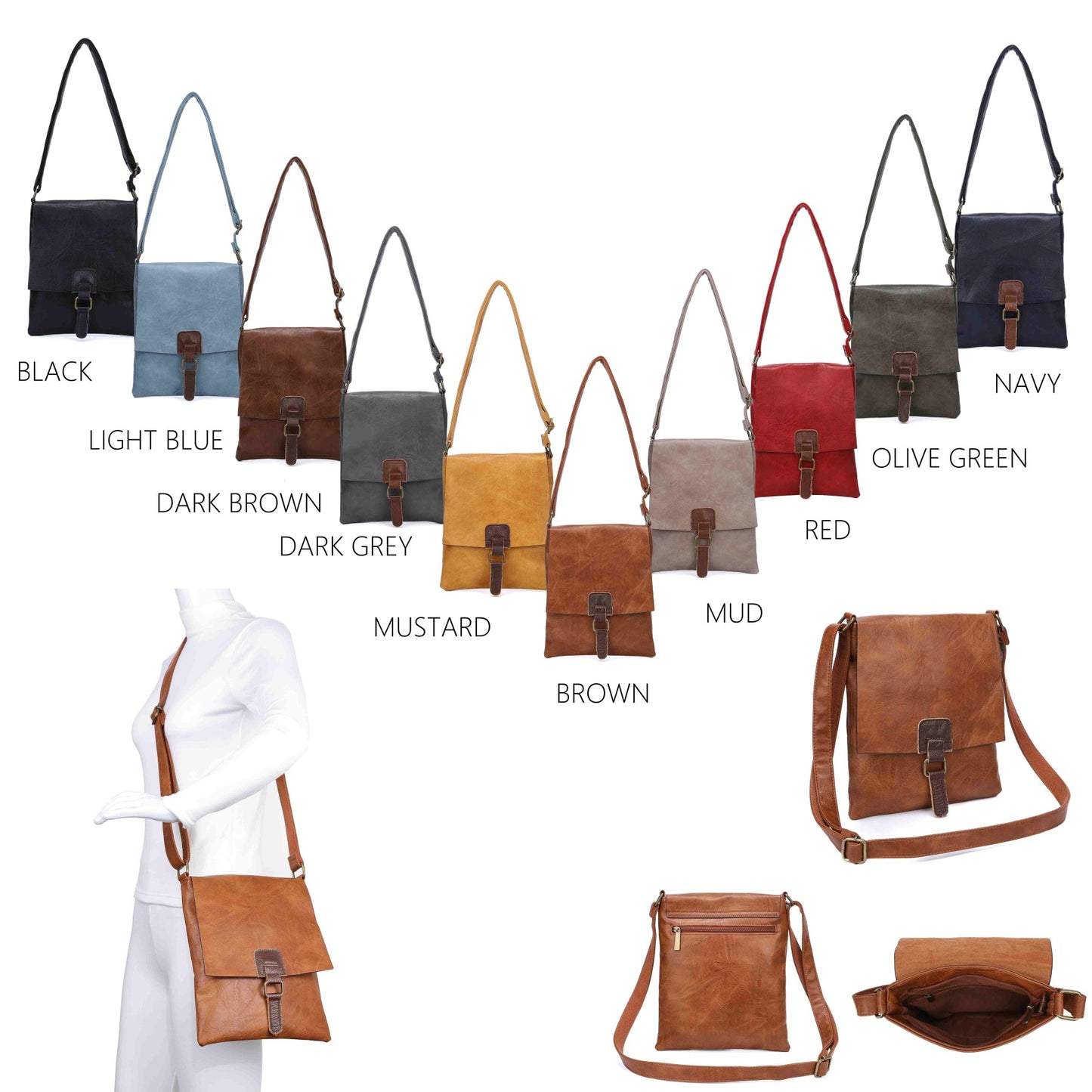 Camilla Vegan Leather Shoulder Bag - Choice of colours