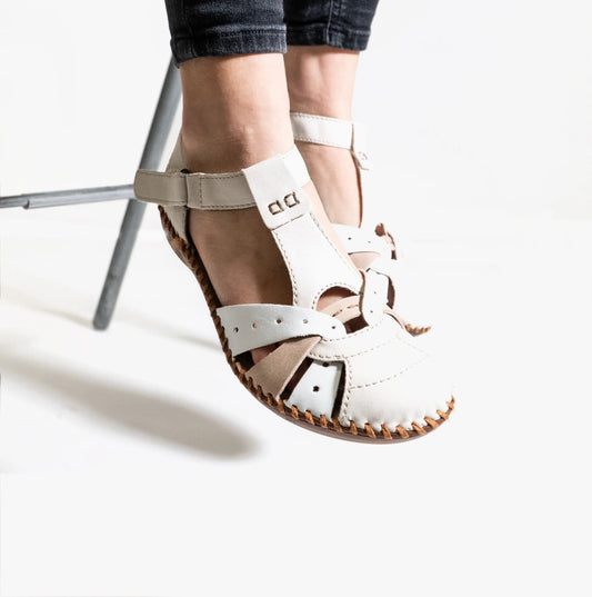 Rieker Leather Cut Out Shoes M1655 - Beige