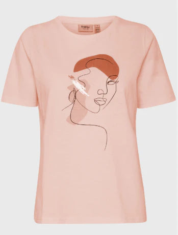 Fransa Riley Short Sleeved Tee - Rose Pink