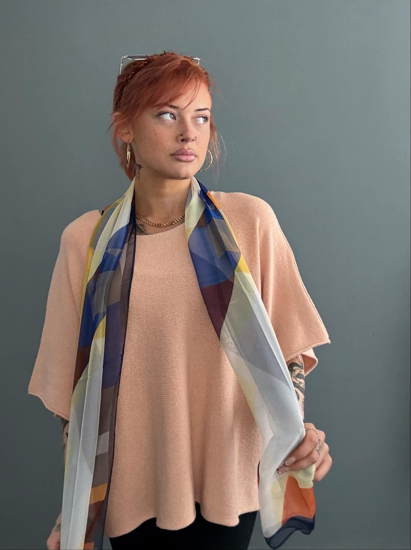 Italian Short Sleeve Cropped Sweater - Peach