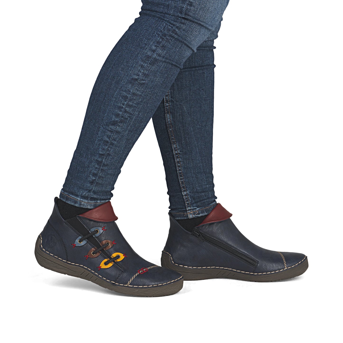 Rieker Boots with Zipper 72581 - Navy