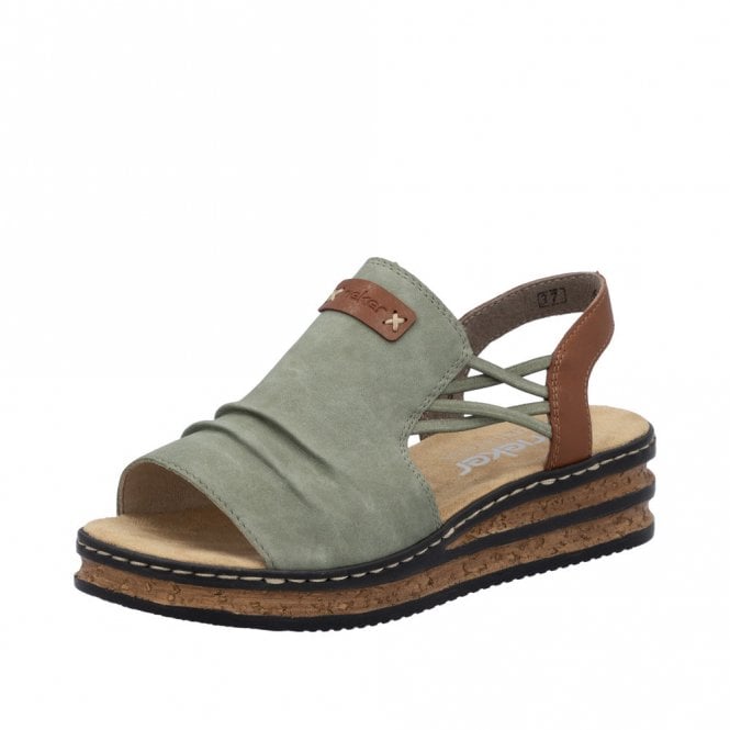 Rieker Elasticated Khaki Green Sandals 62962