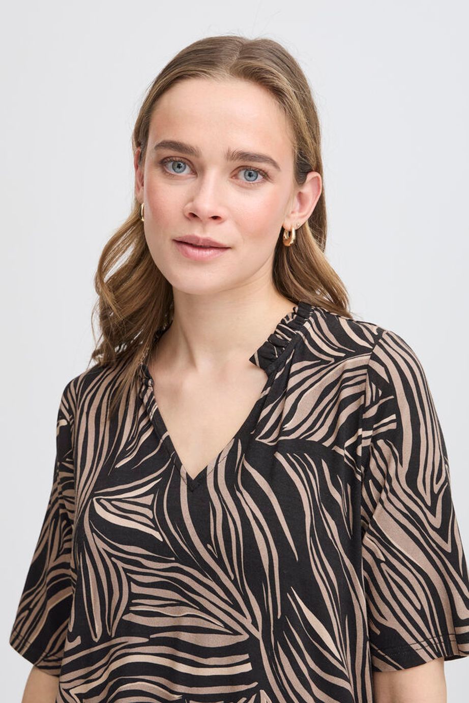 Fransa Flora Tee Short Sleeve Top - Black Mix
