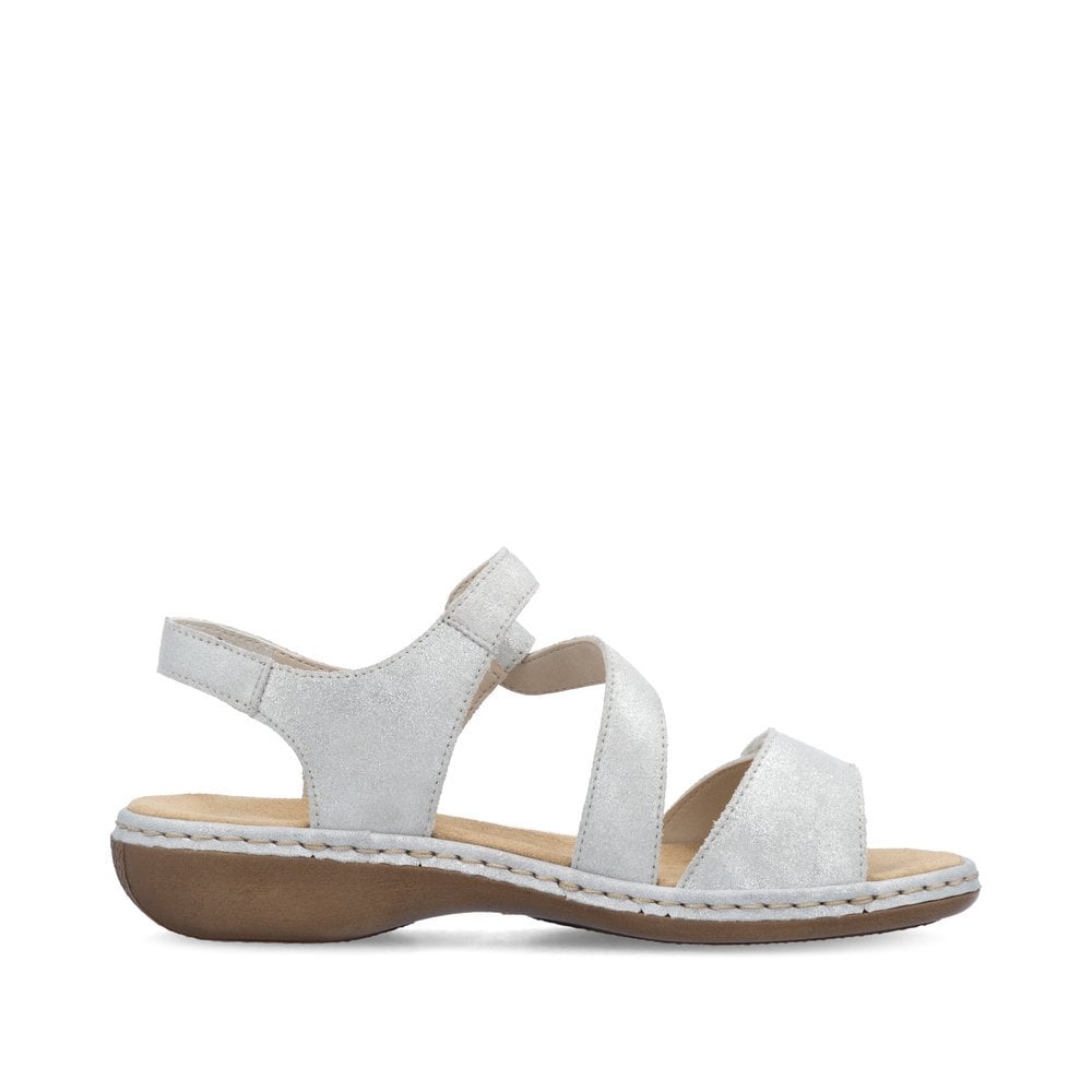 Rieker Silver Hook & Loop Sandals 659C7 - Metallic Silver