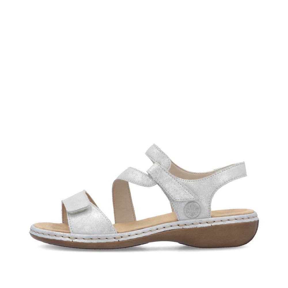 Rieker Silver Hook & Loop Sandals 659C7 - Metallic Silver