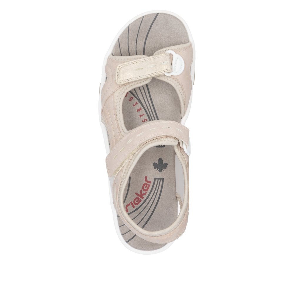 Rieker 68866 Hook & Loop Walking Sandals - Rose Pink