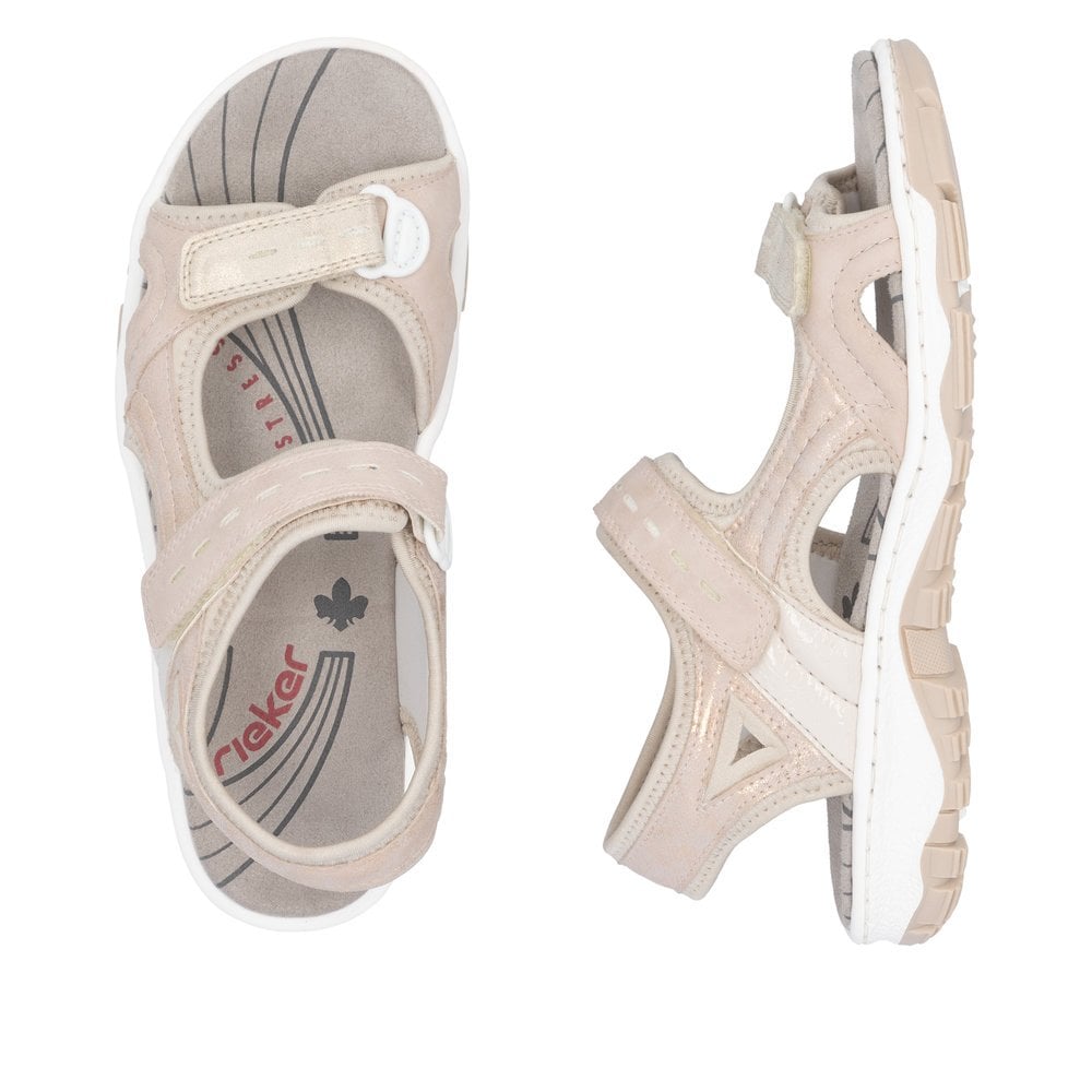 Rieker 68866 Hook & Loop Walking Sandals - Rose Pink