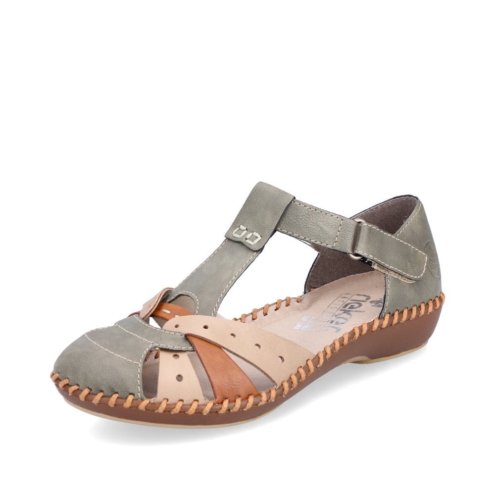 Rieker Leather Cut Out Shoes M1655 - Green