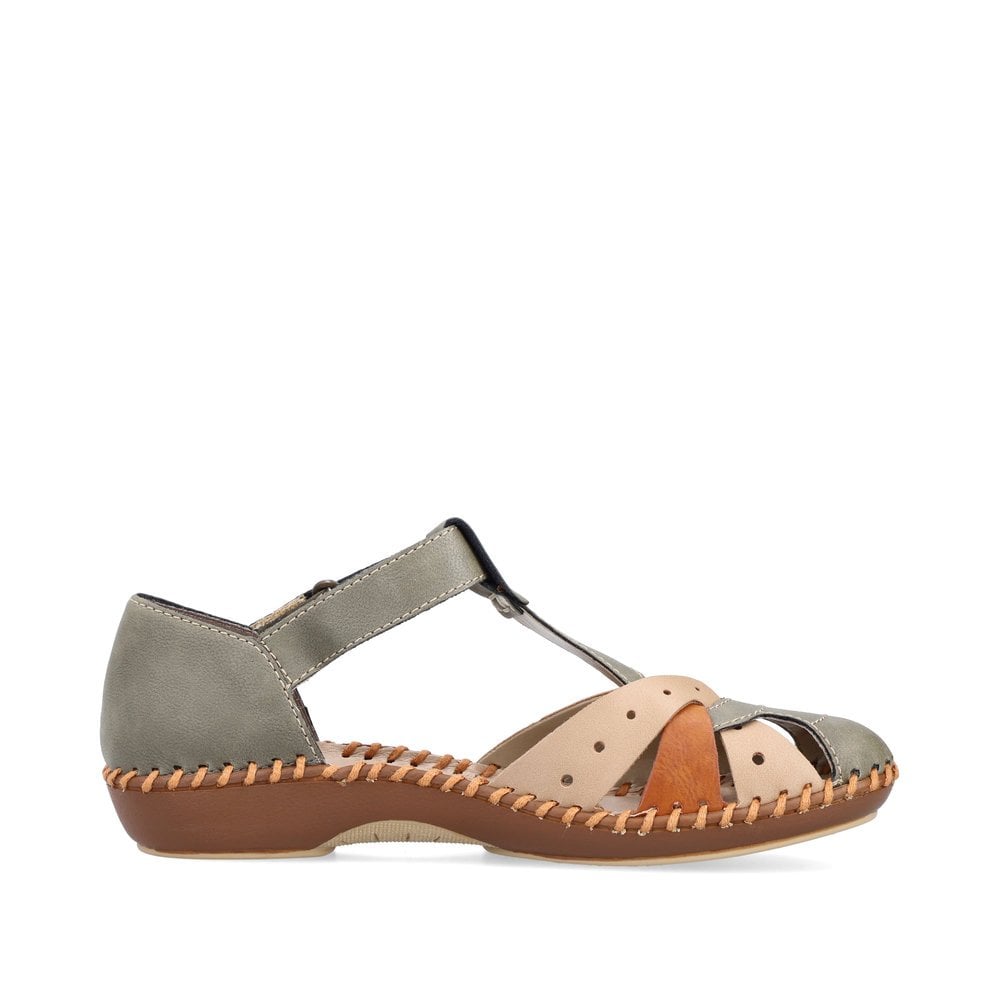 Rieker Leather Cut Out Shoes M1655 - Green