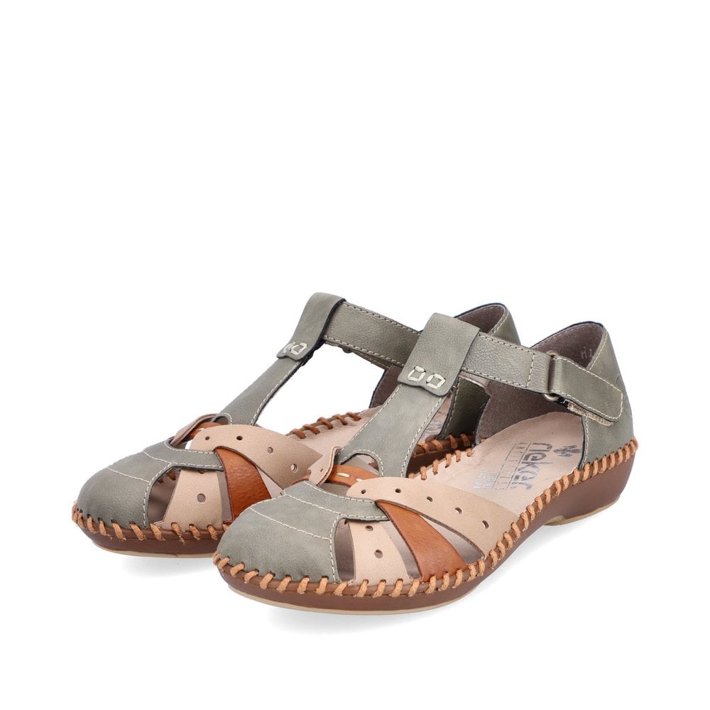 Rieker Leather Cut Out Shoes M1655 - Green