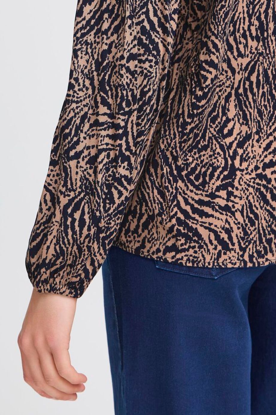Fransa Justini Long Sleeve Blouse - Navy