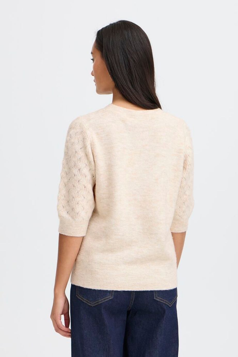 Fransa Kanva Half Sleeve Pullover - Cream