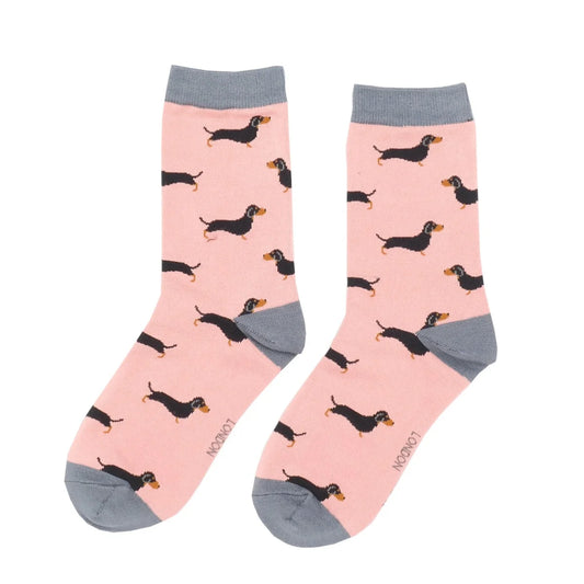 Miss Sparrow Bamboo Sausage Dog Socks - Dusky Pink